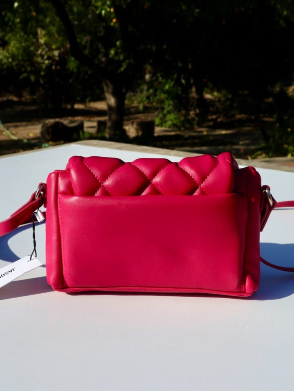 NWT Jason Wu Fuchsia Quilted‎ Vegan Leather Crossbody Bag with Gold Hardware - Picture 2 of 9